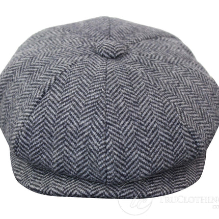 Mens Peaky Blinders Grey Tweed Gatsby Flat Baker Hat
