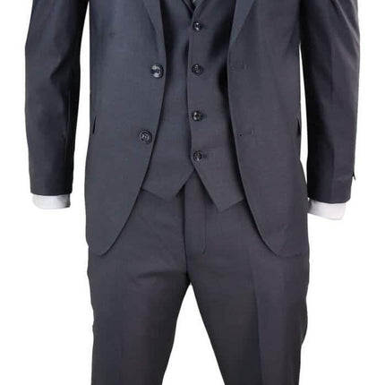 New Mens 3 Piece Suit Plain charcoal Classic Tailored Fit Smart Casual 1920s Formal