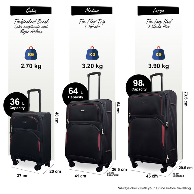 Expandable Soft 8 Wheel Lightweight Suitcase Luggage Travel Bags Set