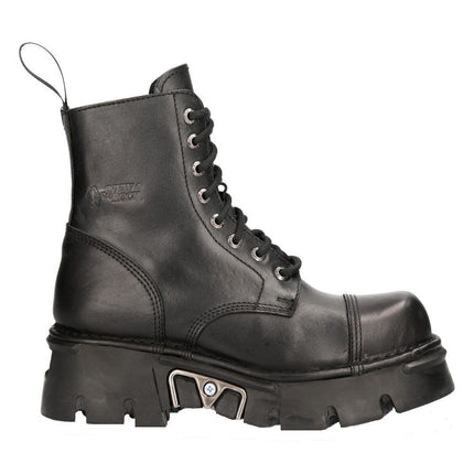 New Rock Black Leather Military Biker Boots - M-NEWMIILI083-S19
