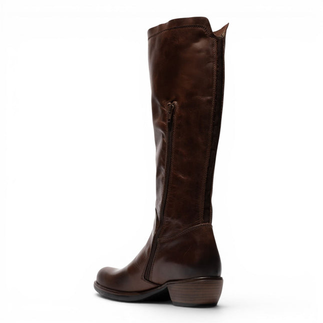 Fly London Womens Brown Leather High Heeled Riding Long Boots - MISTRY