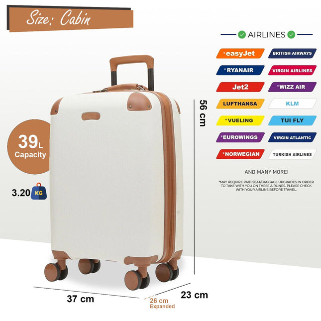 Hard Shell Classic Suitcase 4 Wheel Cabin Luggage Trolley Travel Bag