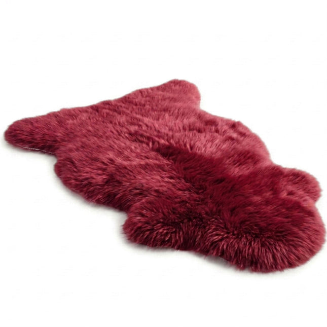 Genuine Red Rose Sheepskin Natural Silky Soft Fluffy Real Wool Rug