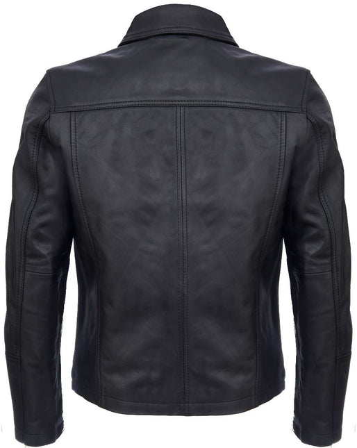 Mens Smart Classic Harrington Leather Jacket-New York