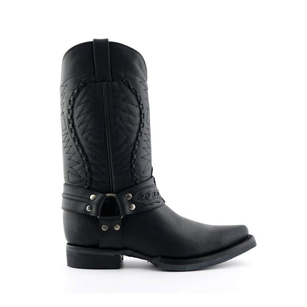 Grinders Mens Black Leather Cowboy Boot - Galveston