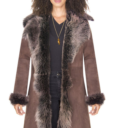 Womens Toscana Sheepskin Suede Trench Coat-Tbilisi