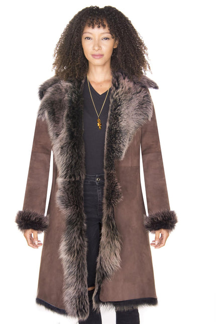 Womens Toscana Sheepskin Suede Trench Coat-Tbilisi