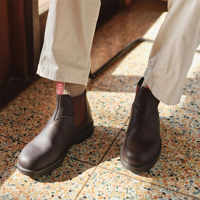 Rossi 404 Claret Brown Leather Outdoor Chelsea Boots - Spinifex
