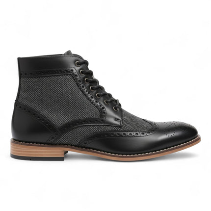 Men's Black Wingtip Brogue Ankle Dress Chukka Boots