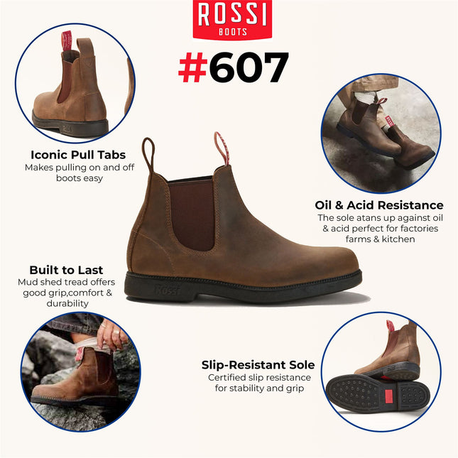 Rossi 607 Booma Rustic Brown Leather Chelsea Boot