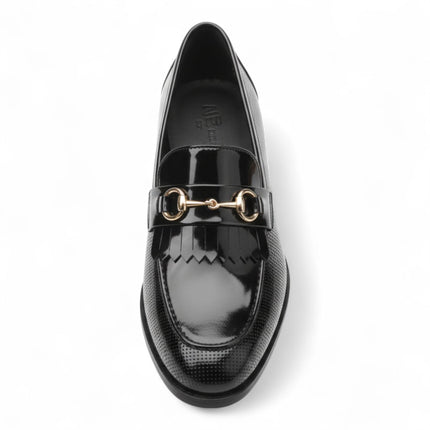 Mens Black Patent Faux Leather Formal Loafers Shoes