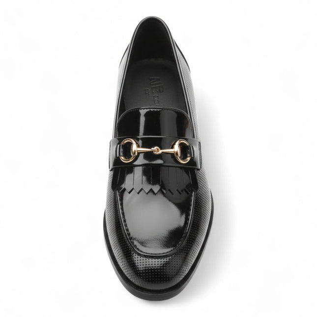 Mens Black Patent Faux Leather Formal Loafers Shoes