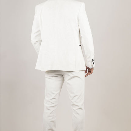 Men's White 3 Piece Velvet Wedding Tuxedo Formal Suit