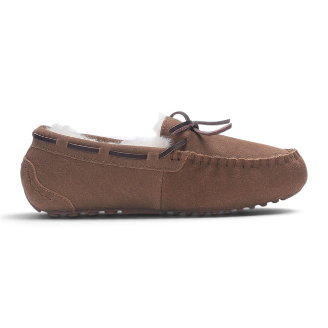 Women's Chestnut Tan Genuine Sheepskin Moccasin Winter Slippers - Aspen