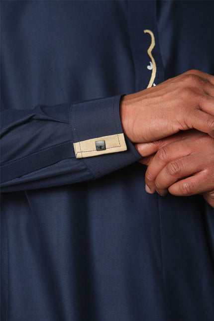 Men's Blue Thobe Arab Saudi Emirati Islamic Clothing Jubba Robe
