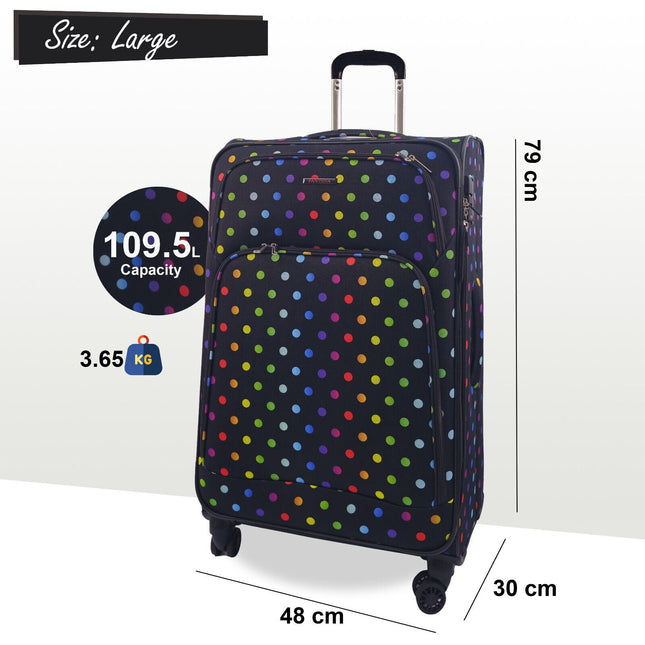 Lightweight Print Suitcases 8 Wheel Luggage Travel Soft Bags Set