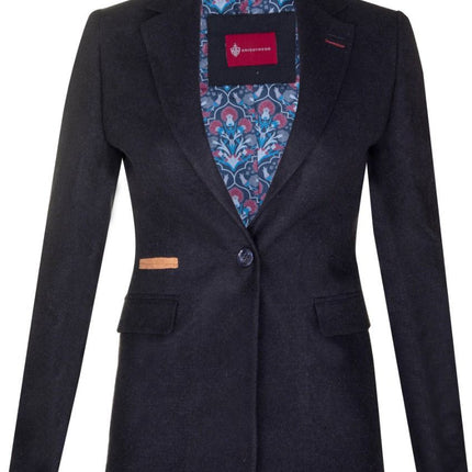Womens 1920s Navy Blue Wool Classic Retro Vintage Blazer