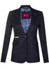 Womens 1920s Navy Blue Wool Classic Retro Vintage Blazer