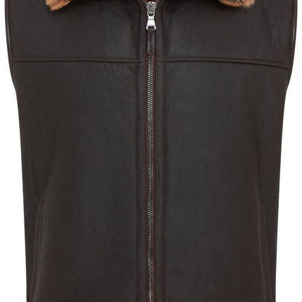 Men's Sheepskin Leather Gilet Aviator B3 Shearling Bomber Vest Waistcoat