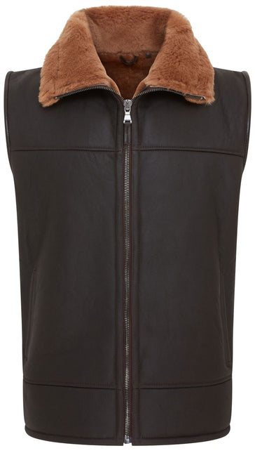Men's Sheepskin Leather Gilet Aviator B3 Shearling Bomber Vest Waistcoat