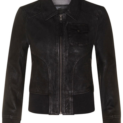 Womens Leather MA-1 Varsity Jacket-Ann Arbor