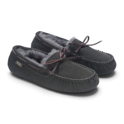 Women's Olive Green Genuine Sheepskin Moccasin Winter Slippers - Aspen