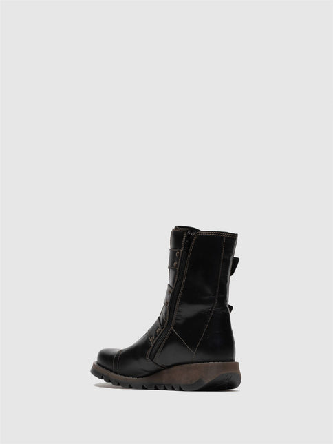 Fly London Womens Black Scop110 Chelsea Leather Ankle Zip Biker Boots
