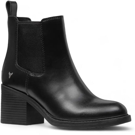 Windsorsmith Womens Black Classic Leather Platform Ankle Chelsea Boots - Varsity