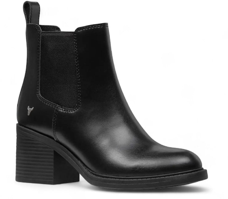 Windsorsmith Womens Black Classic Leather Platform Ankle Chelsea Boots - Varsity