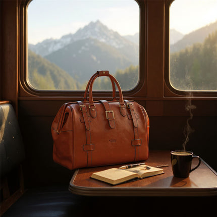 Genuine Leather Tan Duffle Holdall Vintage Travel Gym Bag - Windsor