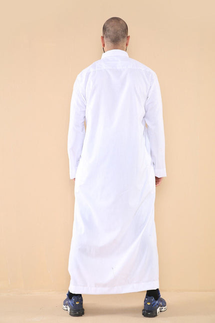 Mens White Thobe Jubba Saudi Ramadan Eid Islamic Kaftan Kaudara Arabic Jubbah