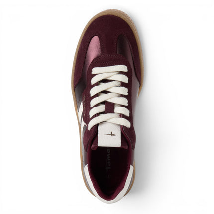 Tamaris Women's Burgundy Red Leather Trainers Sneaker Shoes - 23723-44