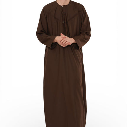 Men's Eid Brown Moroccan Jubba Robe Djellaba Ramadan Eid Thobe - HM11