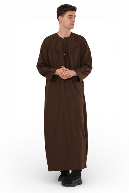 Men's Eid Brown Moroccan Jubba Robe Djellaba Ramadan Eid Thobe - HM11