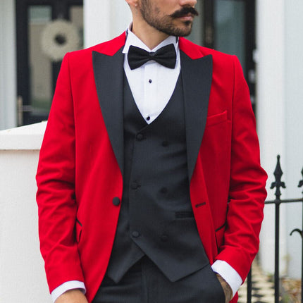 Mens Red Velvet Dinner Tuxedo Suit Jacket Blazer