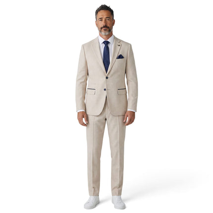 Men's Cream Checked Tailored Fit Blazer - Regent