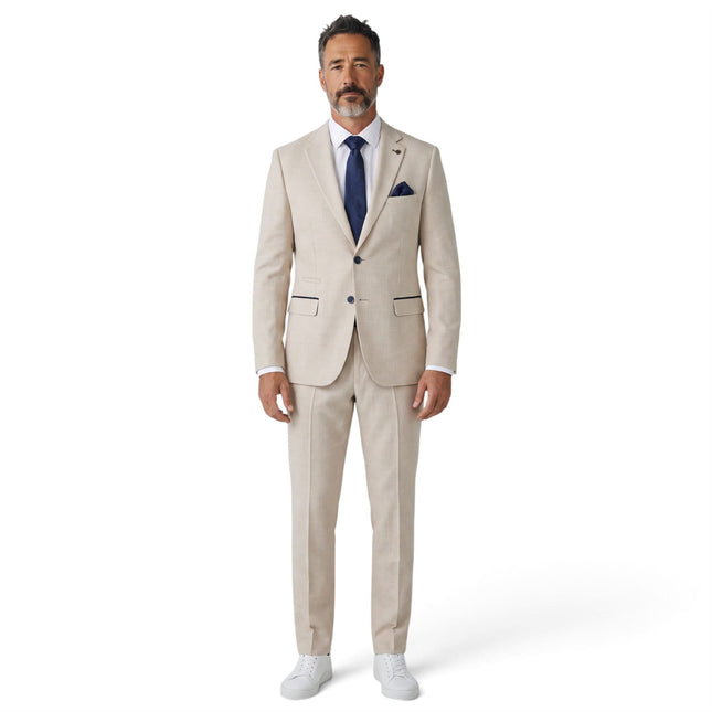 Men's Cream Checked Tailored Fit Blazer - Regent