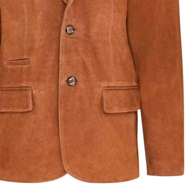 Mens Italian Rust Suede Leather Blazer Jacket - Aarau