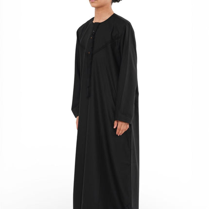 Kids Boys Eid Black Moroccan Jubba Robe Djellaba Ramadan Eid Thobe - K-HM11