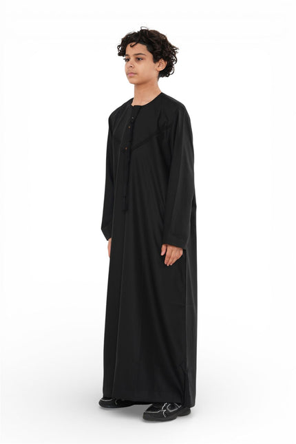 Kids Boys Eid Black Moroccan Jubba Robe Djellaba Ramadan Eid Thobe - K-HM11