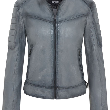 Womens Retro Biker Quilted Vintage Leather Fitted Motorcycle Jacket