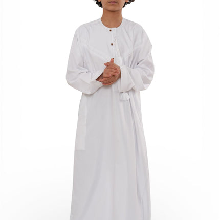 Kids Boys Eid White Moroccan Jubba Robe Djellaba Ramadan Eid Thobe - K-HM11