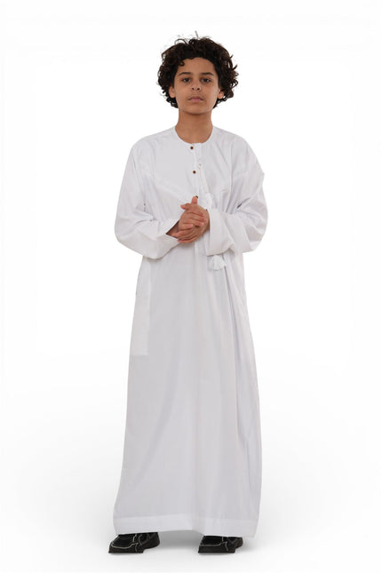 Kids Boys Eid White Moroccan Jubba Robe Djellaba Ramadan Eid Thobe - K-HM11