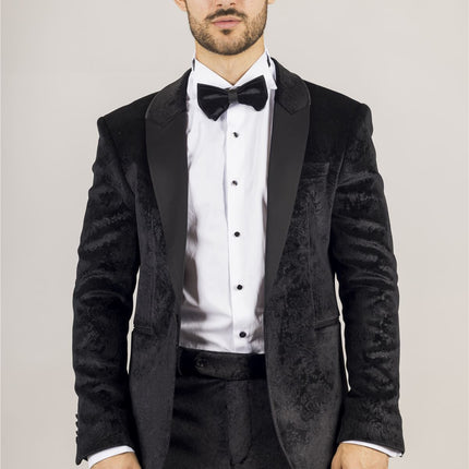 Men's Black 3 Piece Velvet Wedding Tuxedo Formal Suit