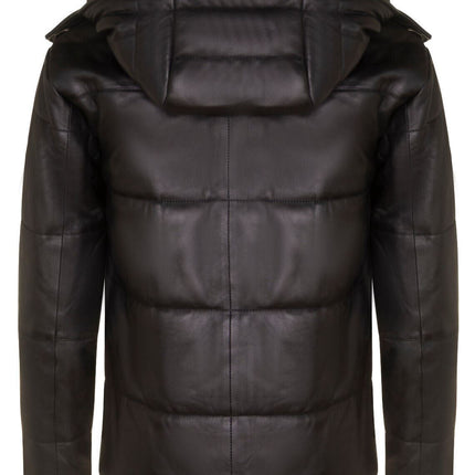 Mens Puffer Leather Bomber Jacket-Augsburg
