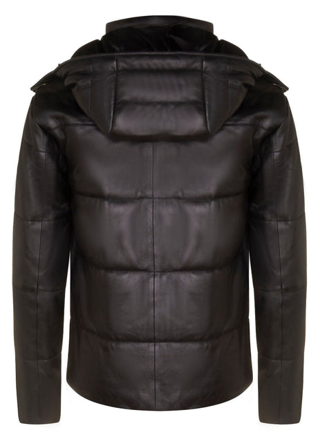 Mens Puffer Leather Bomber Jacket-Augsburg