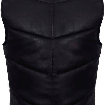 Mens Classic Leather Puffer Waistcoat-Nottingham