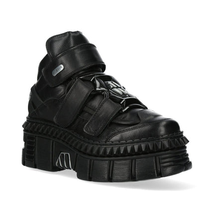 New Rock Metallic Ankle Leather Boots-WALL285-S3