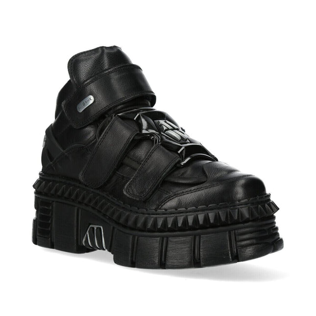 New Rock Metallic Ankle Leather Boots-WALL285-S3