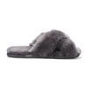 Women's Sheepskin Slippers Grey Warm Winter Fur Crossover - Snowbelle